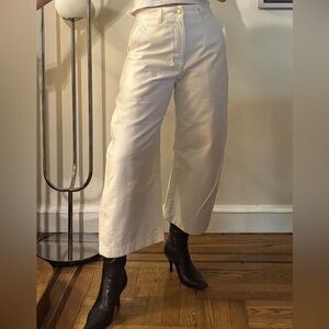 Goldsign barrel leg white jeans